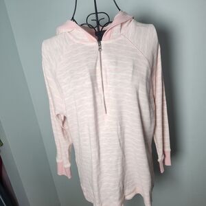 Ralph Lauren Lauren Jeans Co Pink Quarter Zip Hooded Tunic Sweatshirt XL